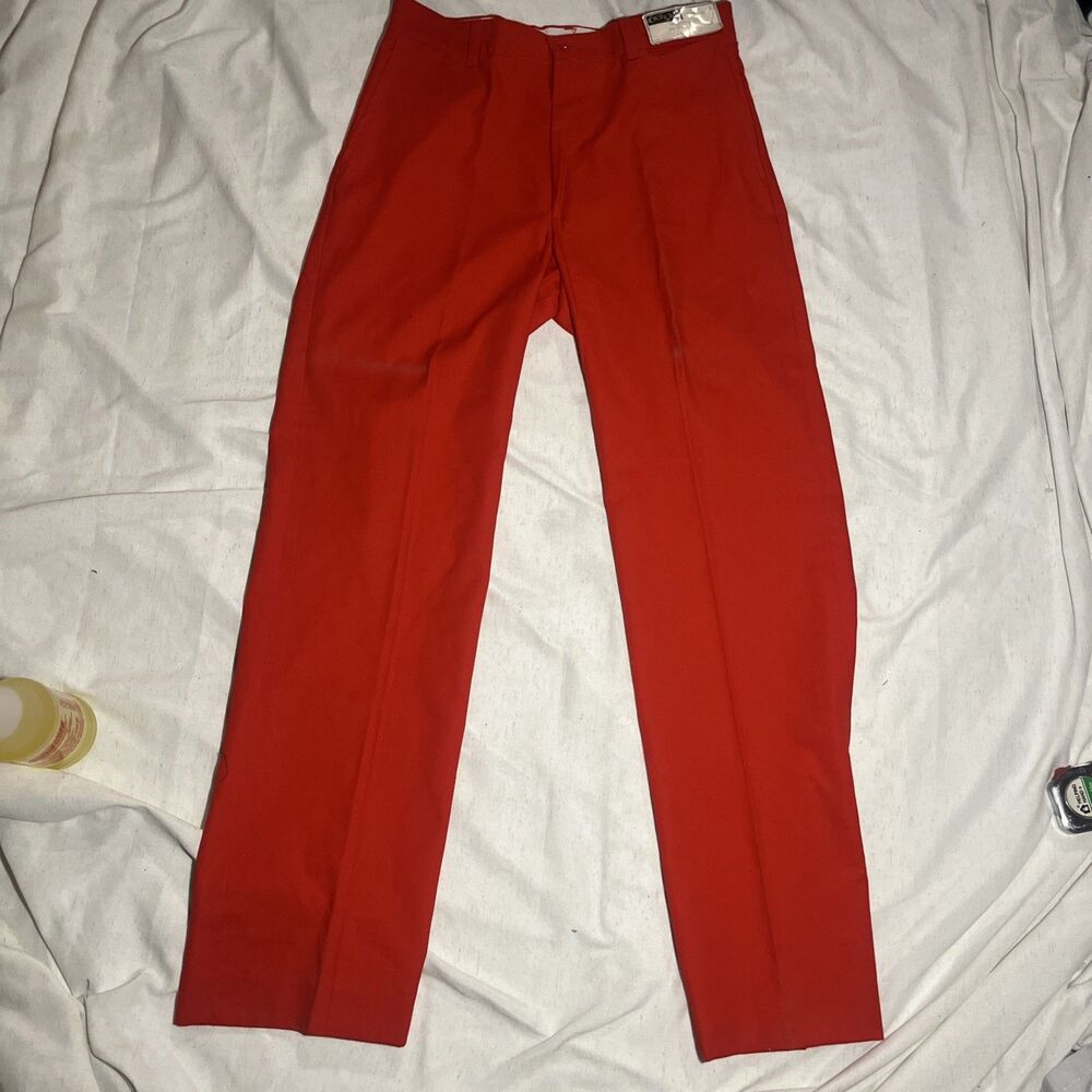 Vintage Red Mens Dee Cee Casual Pants 1970's Dead Stock With Tags USA 34x33